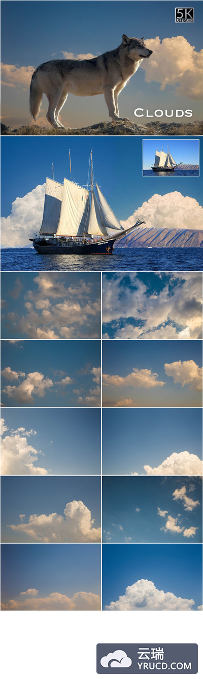 5K 级的云彩背景纹理素材 5K Clouds Overlays