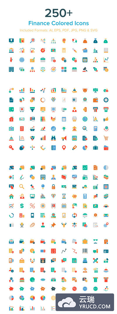 250+金融彩色图标 250+ Finance Colored Icons