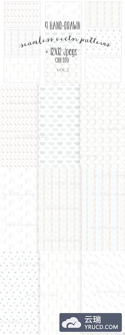 手绘无缝背景纹理素材 Seamless hand-drawn patterns vol.2