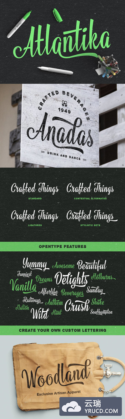 流畅的手绘字体 Atlantika Script