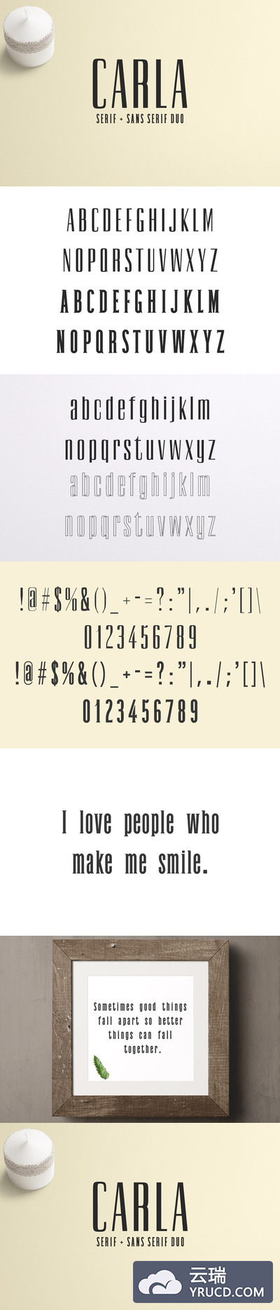 细长的创意字体 Carla Duo 8 Font Family Pack