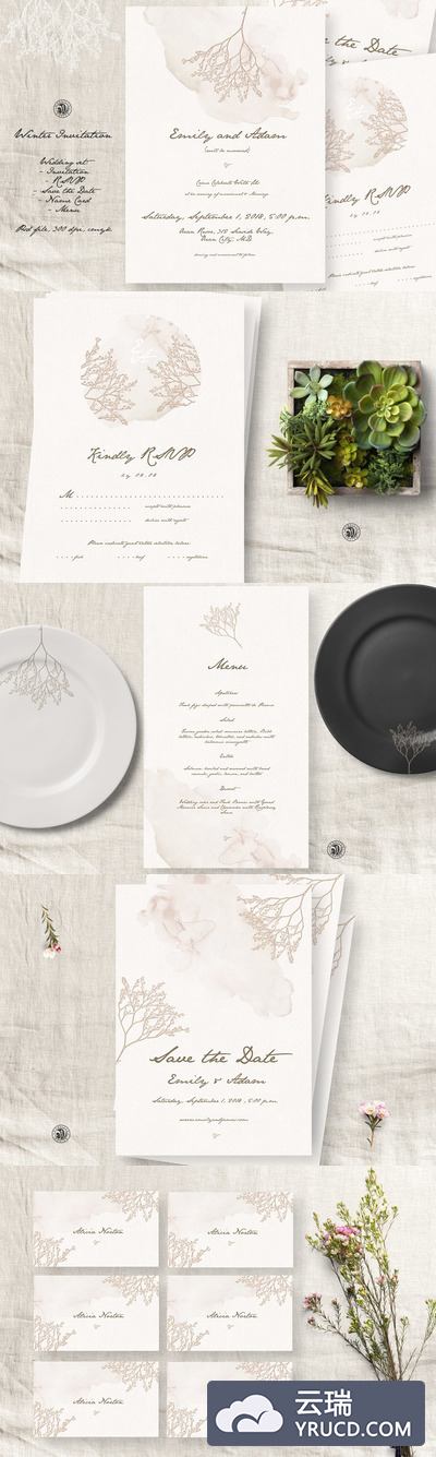 冬季婚礼邀请函模板 Winter Wedding Invitation