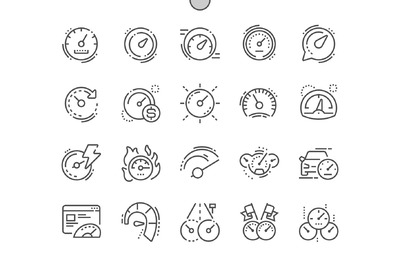 速度表码表线型图标 Speedometer Line Icons