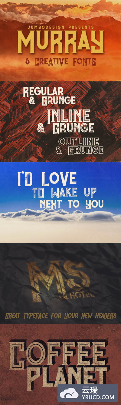 经典的粗体字体 Murray - 6 Vintage Style Fonts