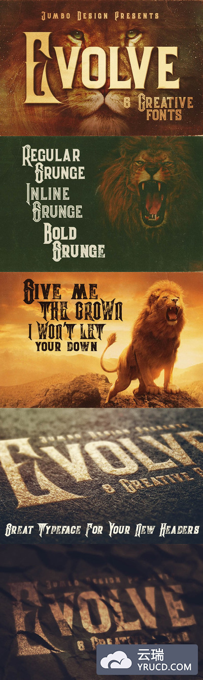 经典样式字体 Evolve - 6 Vintage Style Fonts