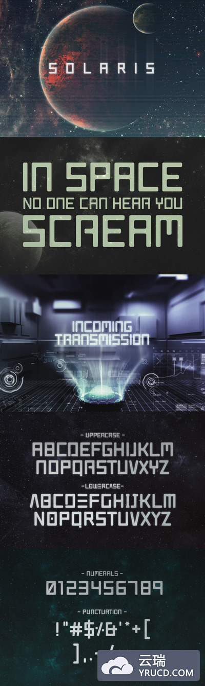 平直的字体 Solaris - Futuristic Font