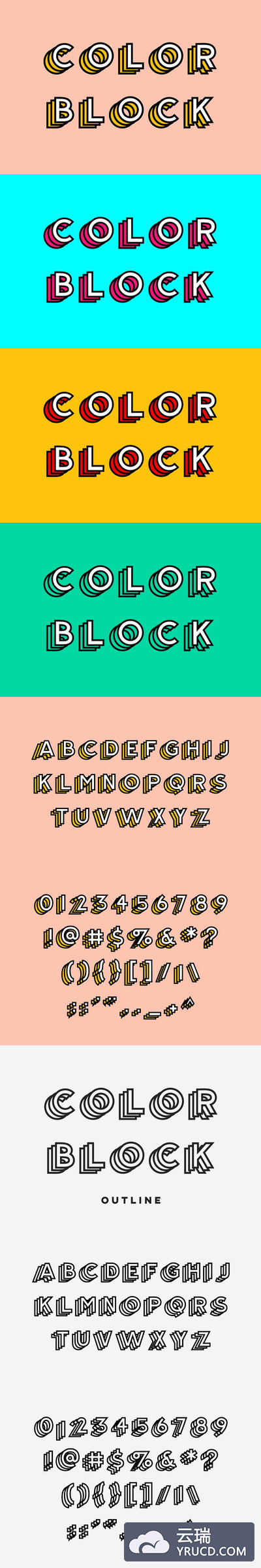 有厚度的彩色字体 Color Block - Colored Font