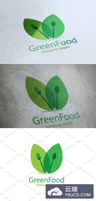 绿色食物创意logo模板 Green Food Logo