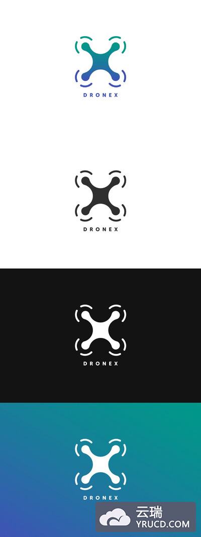 无人机 X 徽标LOGO模板 Drone X Logo Template