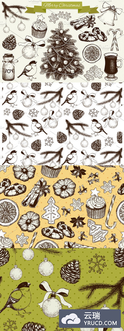 圣诞节元素和图案素材 Christmas Elements & Patterns
