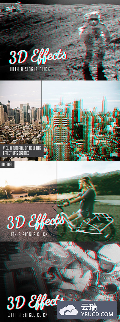 图层样式 | 波普风格信号干扰3D电影特效PS动作