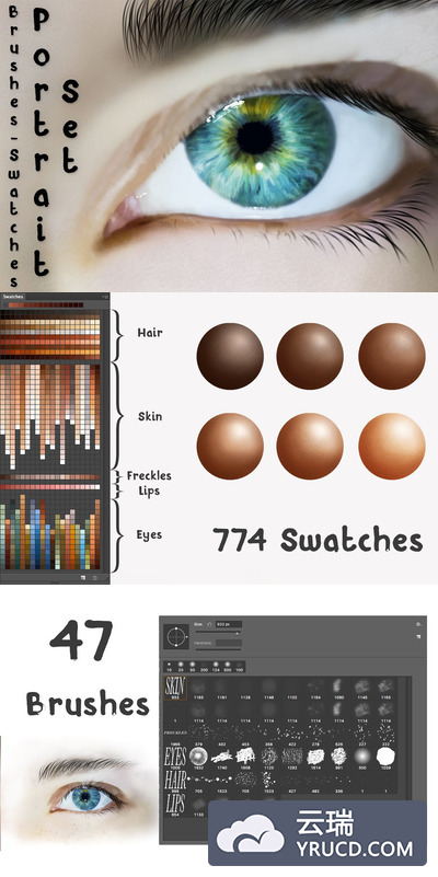 PS肖像绘画笔刷 Portrait Set for Photoshop