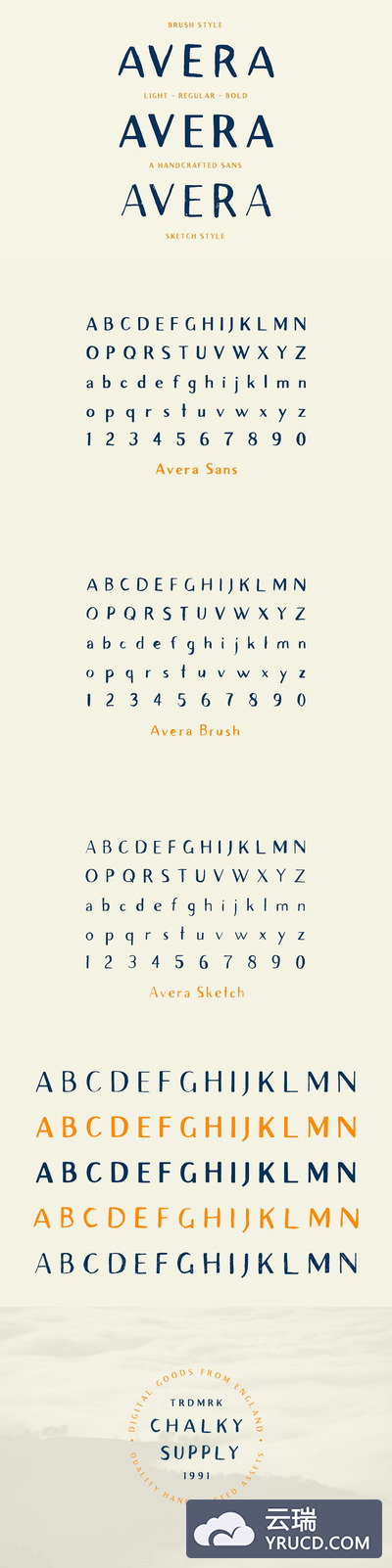 手写手绘字体 Avera (PLUS Brush & Sketch Styles!)