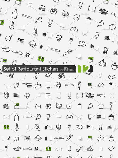 112个餐厅贴纸图标 112 restaurant stickers