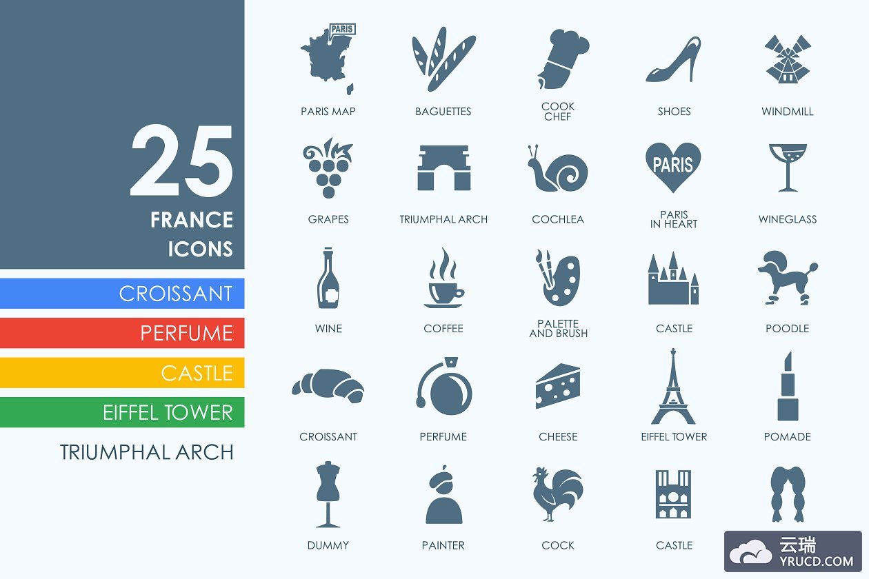 25个法国相关的图标 25 France icons