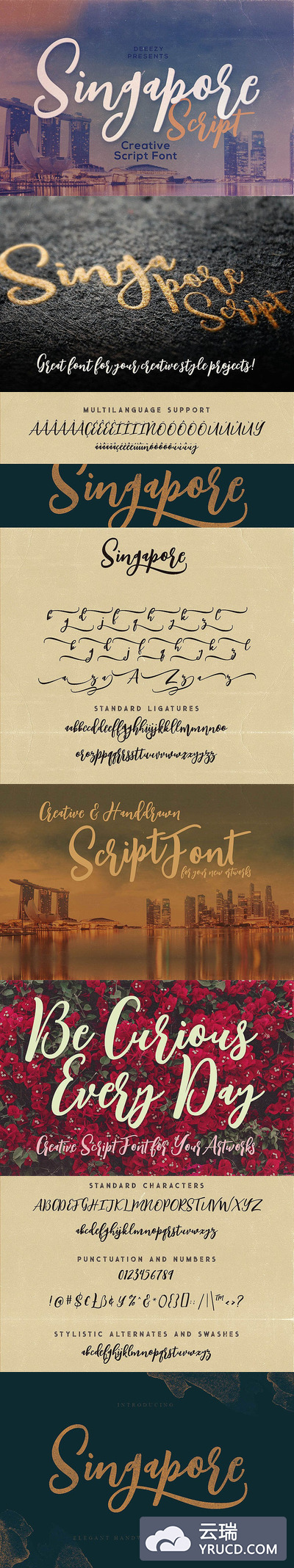 时尚高端简约复古新加坡脚本字体singapore-script-font