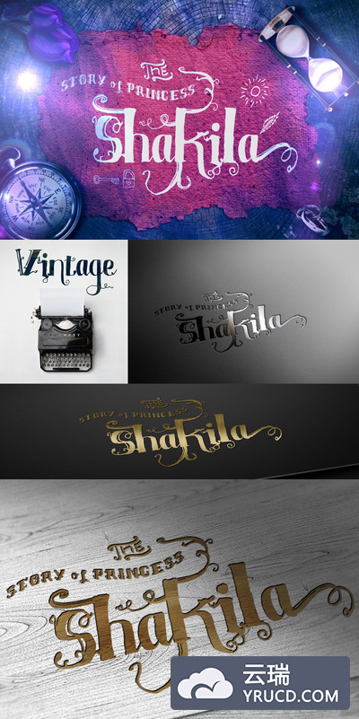 时尚高端树枝缠绕生长魔法风格的Shakila英文字体