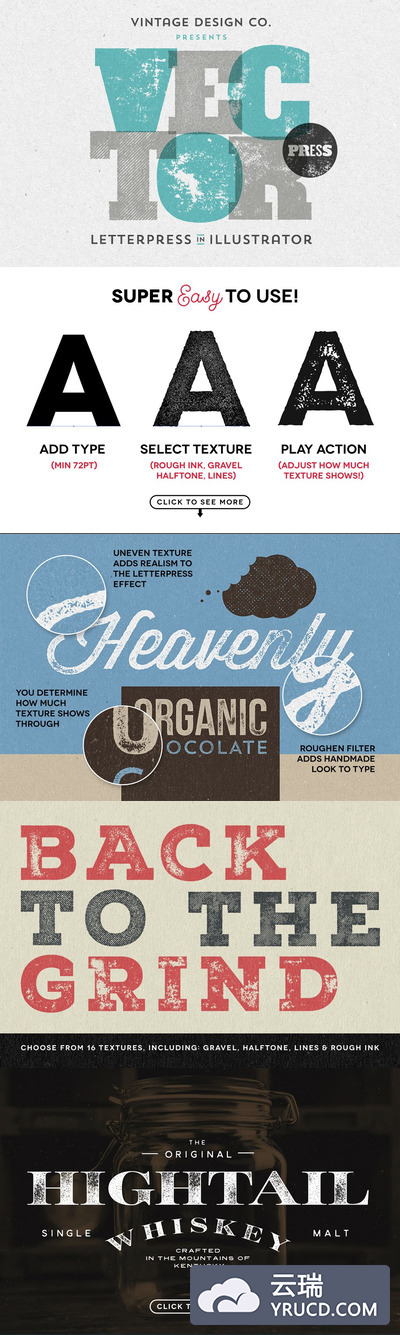 肌理效果的动作 VectorPress: Illustrator Letterpress