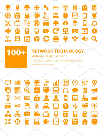 100+网络技术图标套装 100+ Network Technology Icons Set