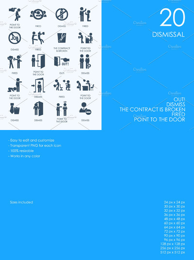 人员解雇相关图标 Dismissal icons