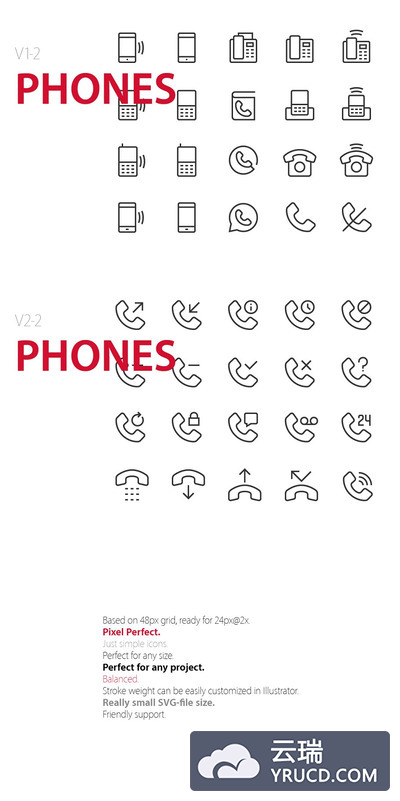 40个电话相关的UI图标 40 Phones UI icons