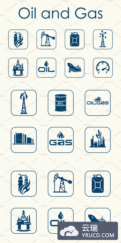 石油和天然气相关图标 oil and gas simple icons