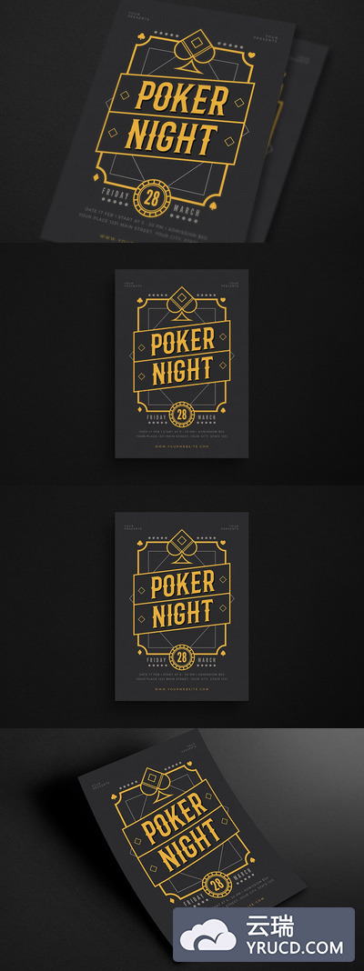 高端时尚高品质的扑克 海报宣传单DM设计模板（AI& PSD）