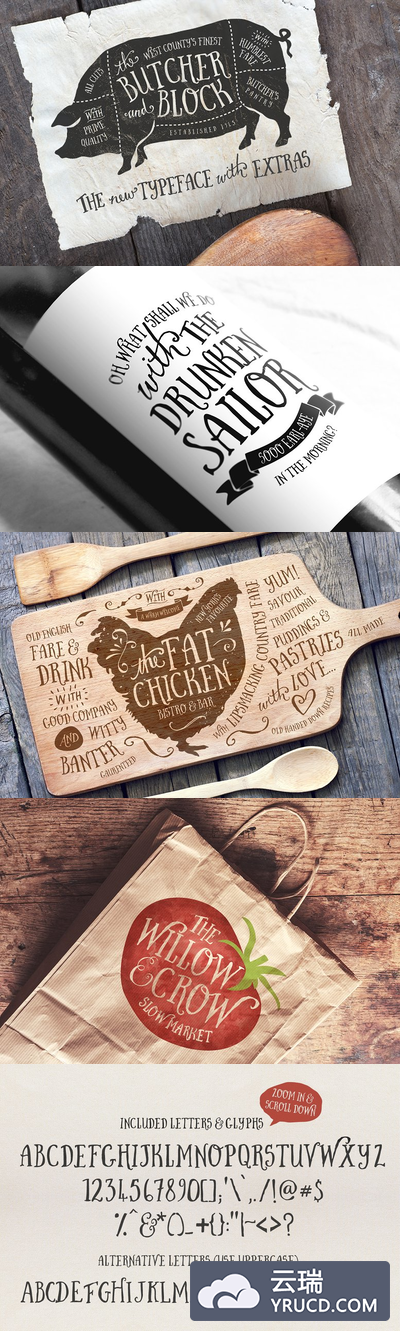 屠夫和块字体 Butcher & Block Typeface + Extras