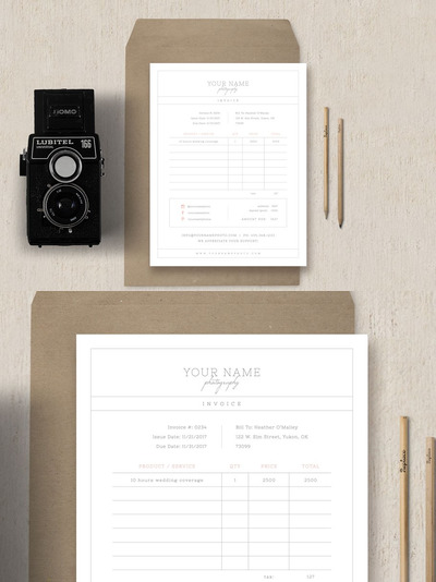 摄影师的发票模板 Invoice Template for Photographers