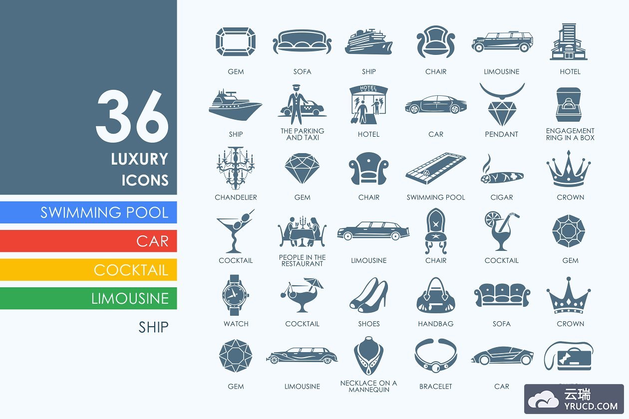 36个奢侈主题图标 36 luxury icons