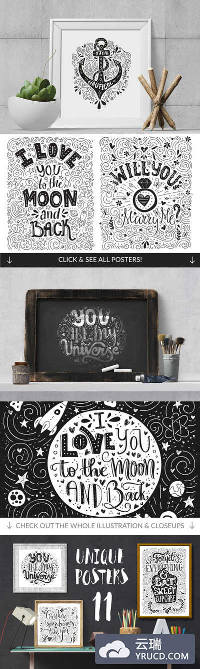 11个手绘字母图形 11 Hand Lettering Quotes