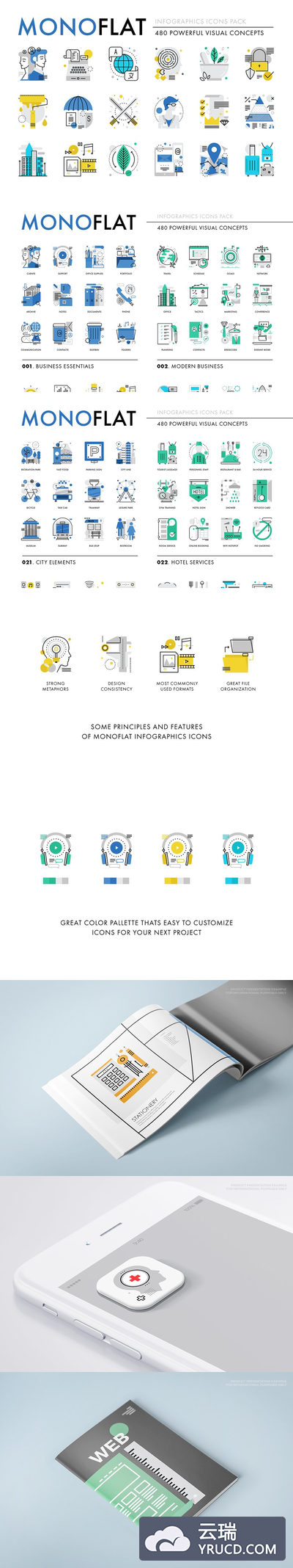 科技互联网创意图表图标 Monoflat Infographics Icons