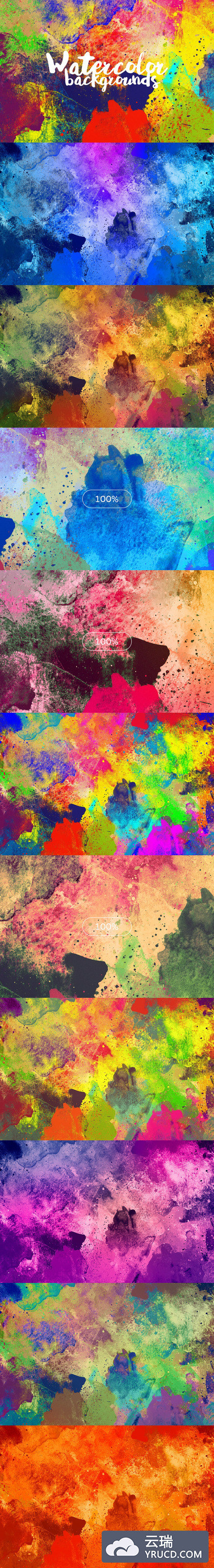 时尚绚丽的抽象手绘水彩风格背景底纹纹理集合