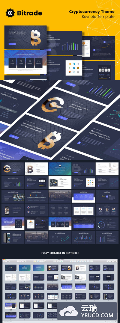 区块链比特币加密货币主题演示keynote幻灯片演示模板（key）