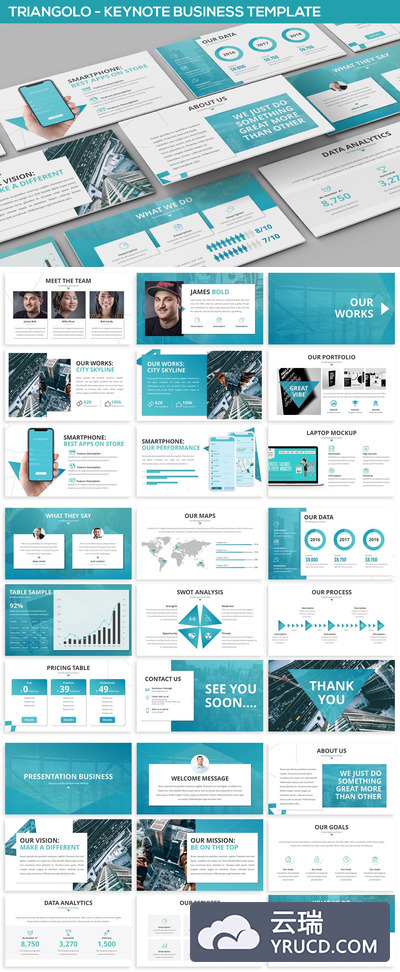 时尚高端简约商业商务质感多用途keynote幻灯片演示模板（key）