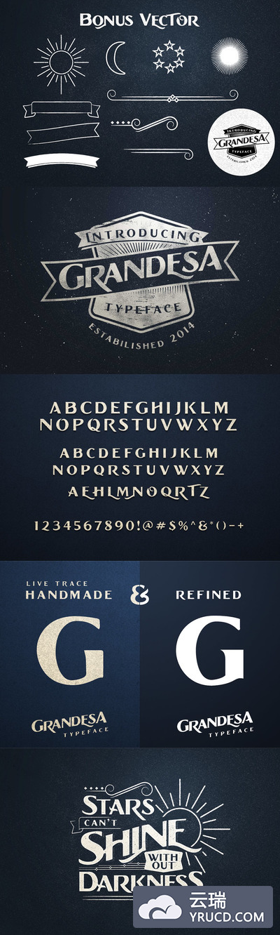 时尚高端复古高端的Grandesa字体