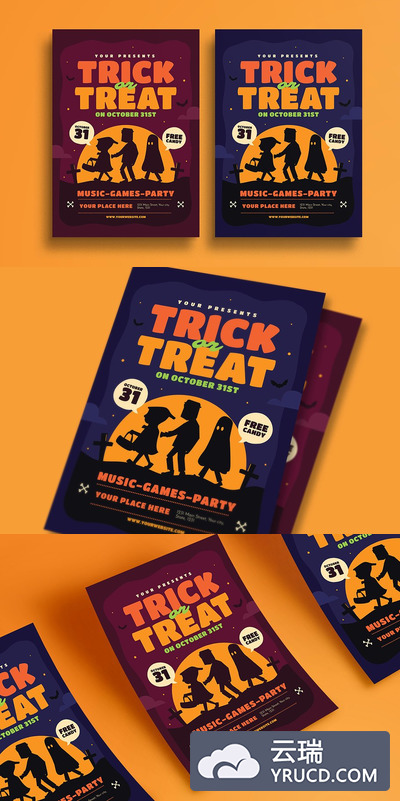 万圣节海报模板 Halloween Trick Or Treat Flyer