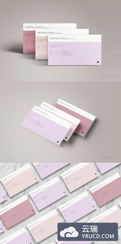 3张粉彩名片模板 3 Pastel Business Cards • Mathilde