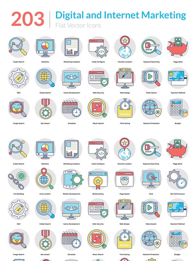 203数字市场图标 203 Digital Marketing Icons