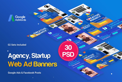 创意机构工作室横幅banner海报谷歌广告社交媒体设计模板