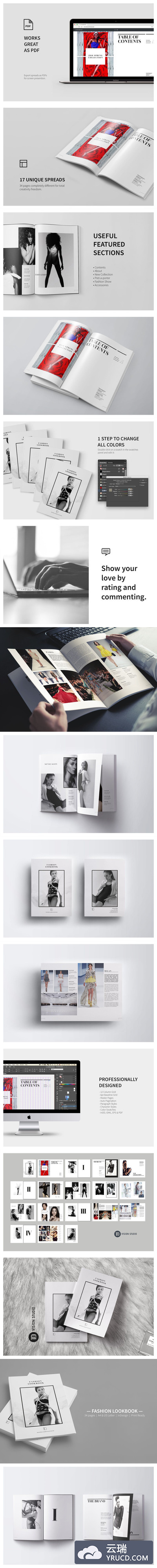 时尚高端简约多用途的产品目录画册房地产楼书时尚杂志设计模板（INDD，EPS）