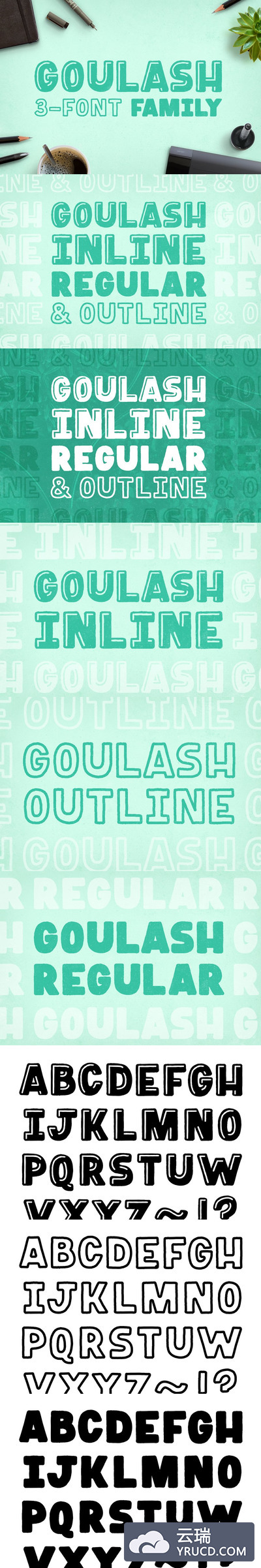 高光效果的字体 Goulash 3-Font Family