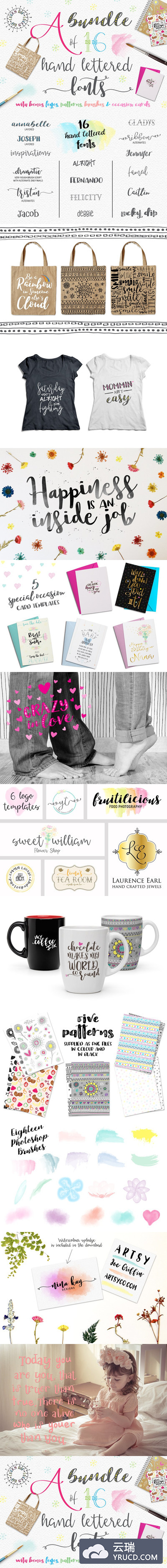 有趣的手绘字体 Handlettered Font Bundle