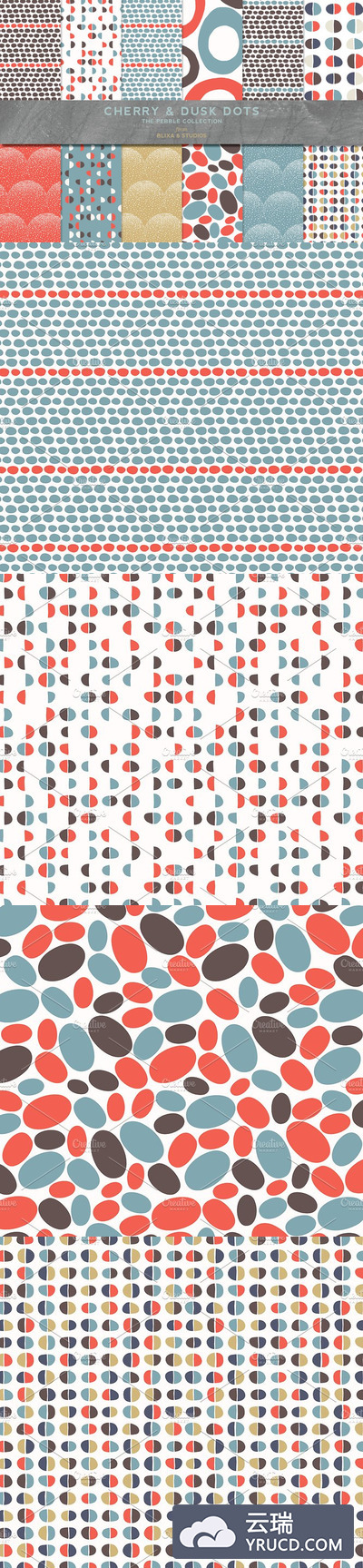 原点尘埃背景纹理素材 Hand Crafted Dots in Cherry & Dusk