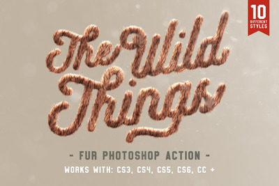 PS动作 | 逼真毛茸茸毛皮动物皮毛效果素材