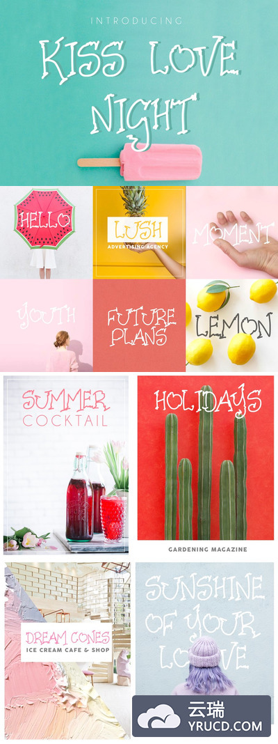 吻和爱的字体 Kiss Love Night Font