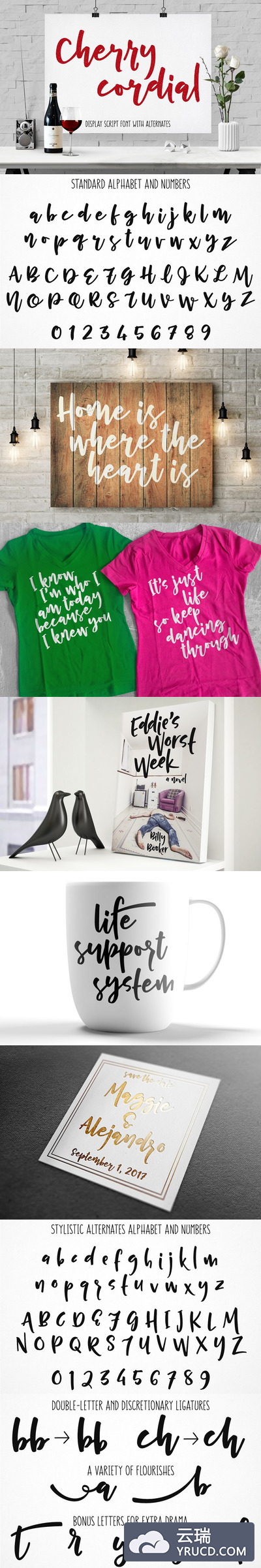 节日手写字体 Cherry Cordial: display script font