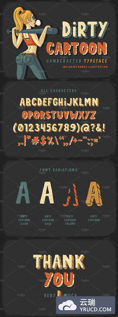 有趣搞笑的卡通字体 Funny typeface "Dirty Cartoon"