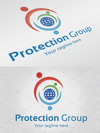 保险集团创意logo模板 Protection Group Logo