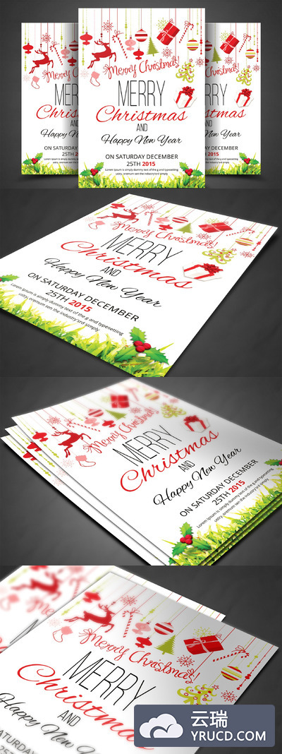 圣诞节活动海报模板 Christmas Party Flyer & Invitation